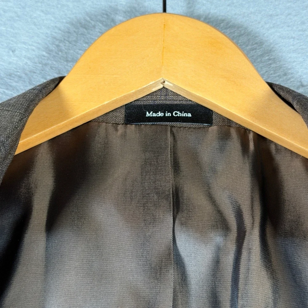 Joseph & Feiss Gold Men 44R Brown Windowpane 100% Wool Classic Fit Blazer Jacket